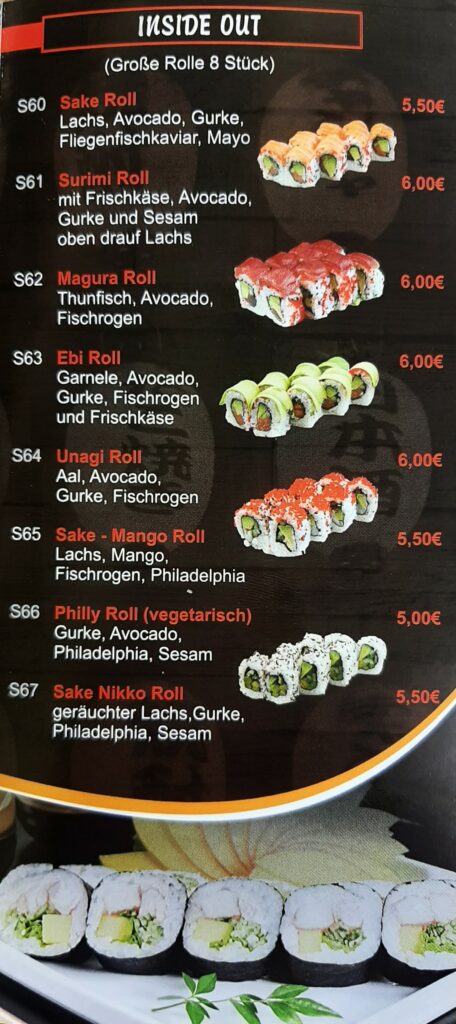 Speisekarte Teil 12 - Sushi